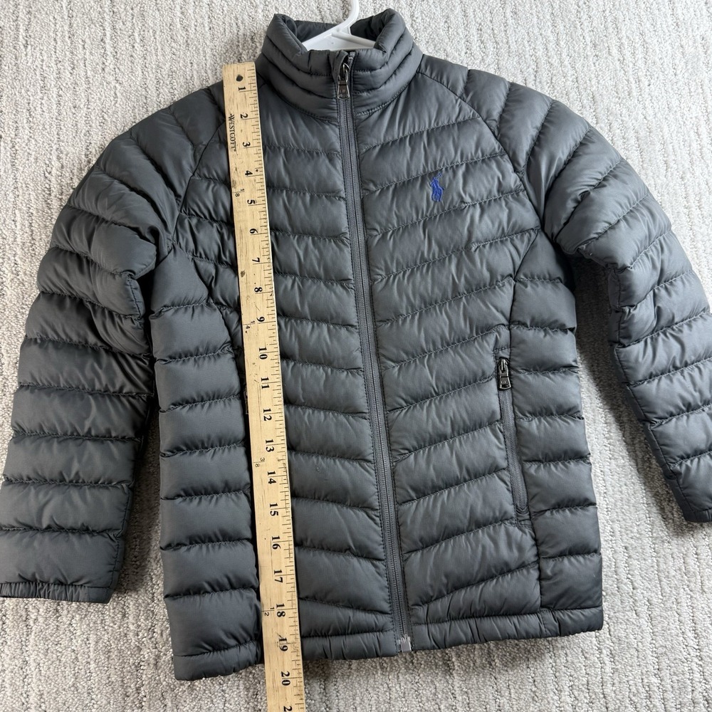 Polo Ralph Lauren Boys Size 6 Quilted Puffer Jacket Zipper Pockets Charcoal Grey - Picture 6 of 7